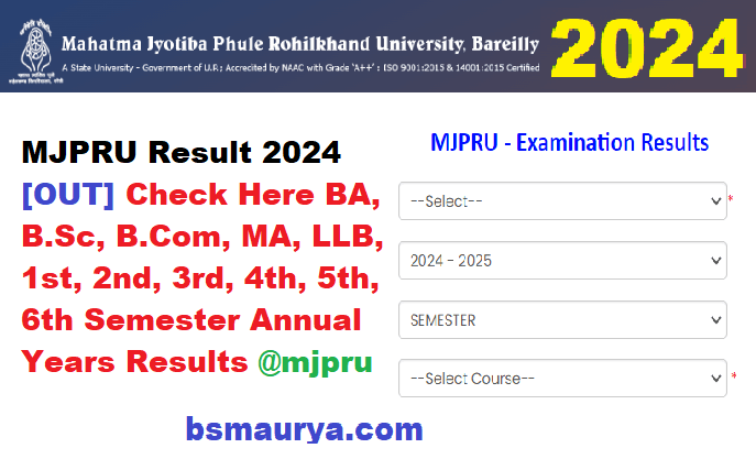 MJPRU Result 2024 [OUT] Check Here BA, B.Sc, B.Com, MA, LLB, 1st, 2nd, 3rd, 4th, 5th, 6th Semester Annual Years Results @mjpru