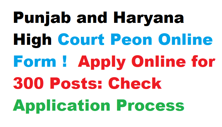 Punjab and Haryana High Court Peon Online Form