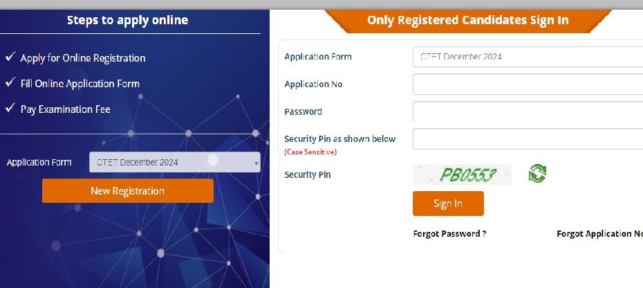 CTET December Online Form 2024 @ctet.nic.in